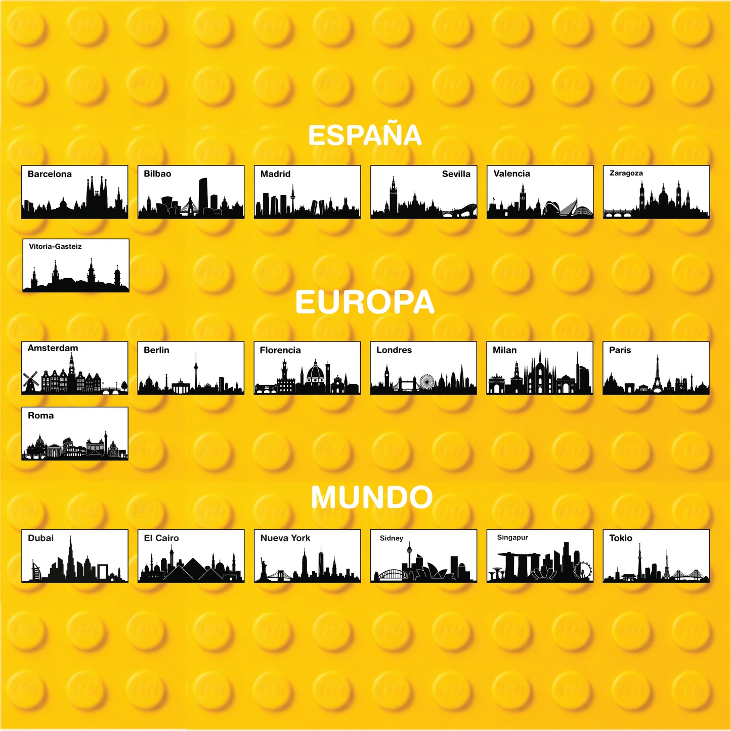BrickCase Skyline Tiles – Ciudades del Mundo (Tile LEGO® 2x4 Personalizado)