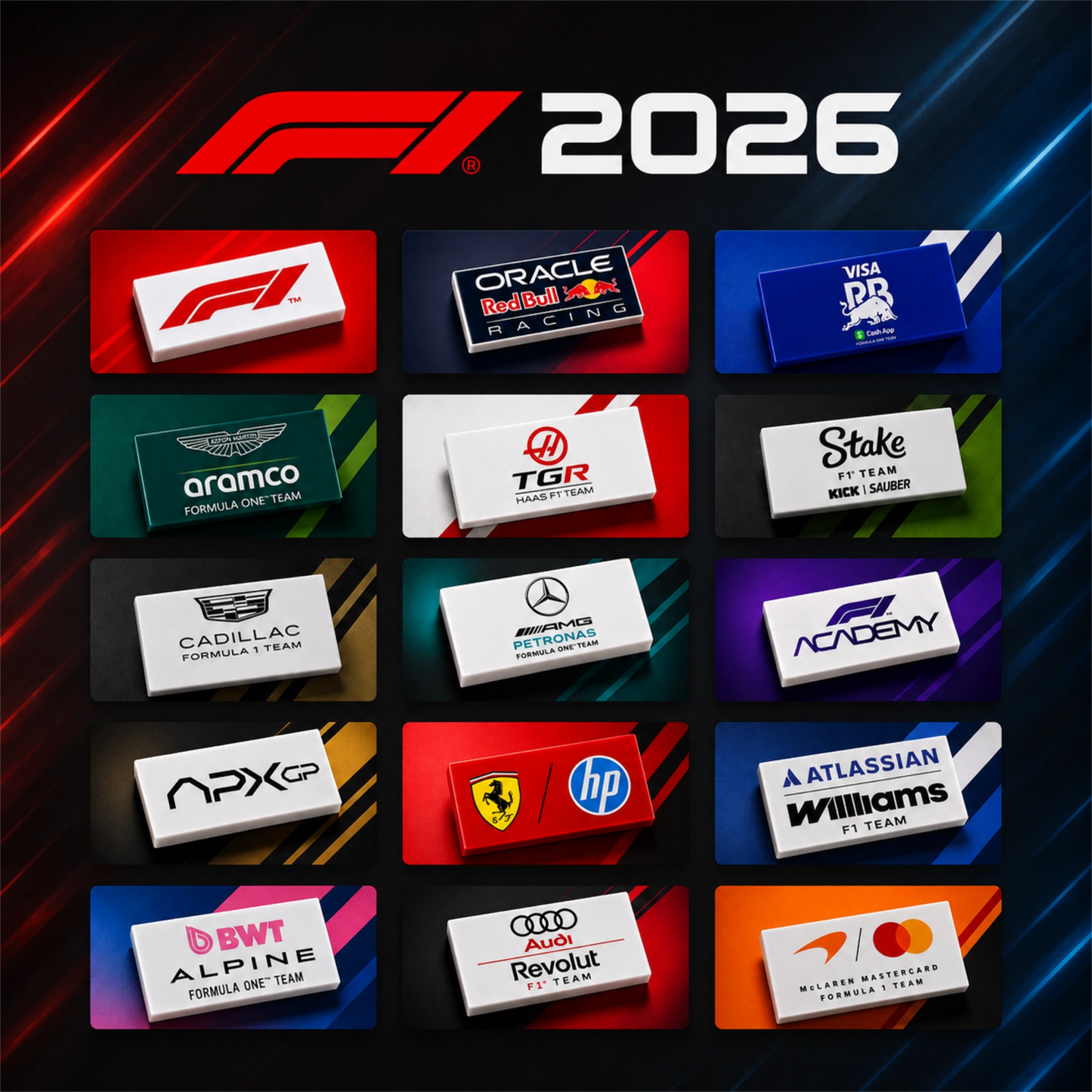 F1 2026 Collection (Tile LEGO® 2x4 Personalizado)